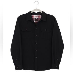 Wrangler Authentic Men's Size Large Navy Blue, Flannel-Lined Button-Up Shirt.